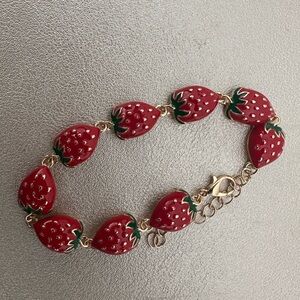 Red Strawberry Charm Bracelet